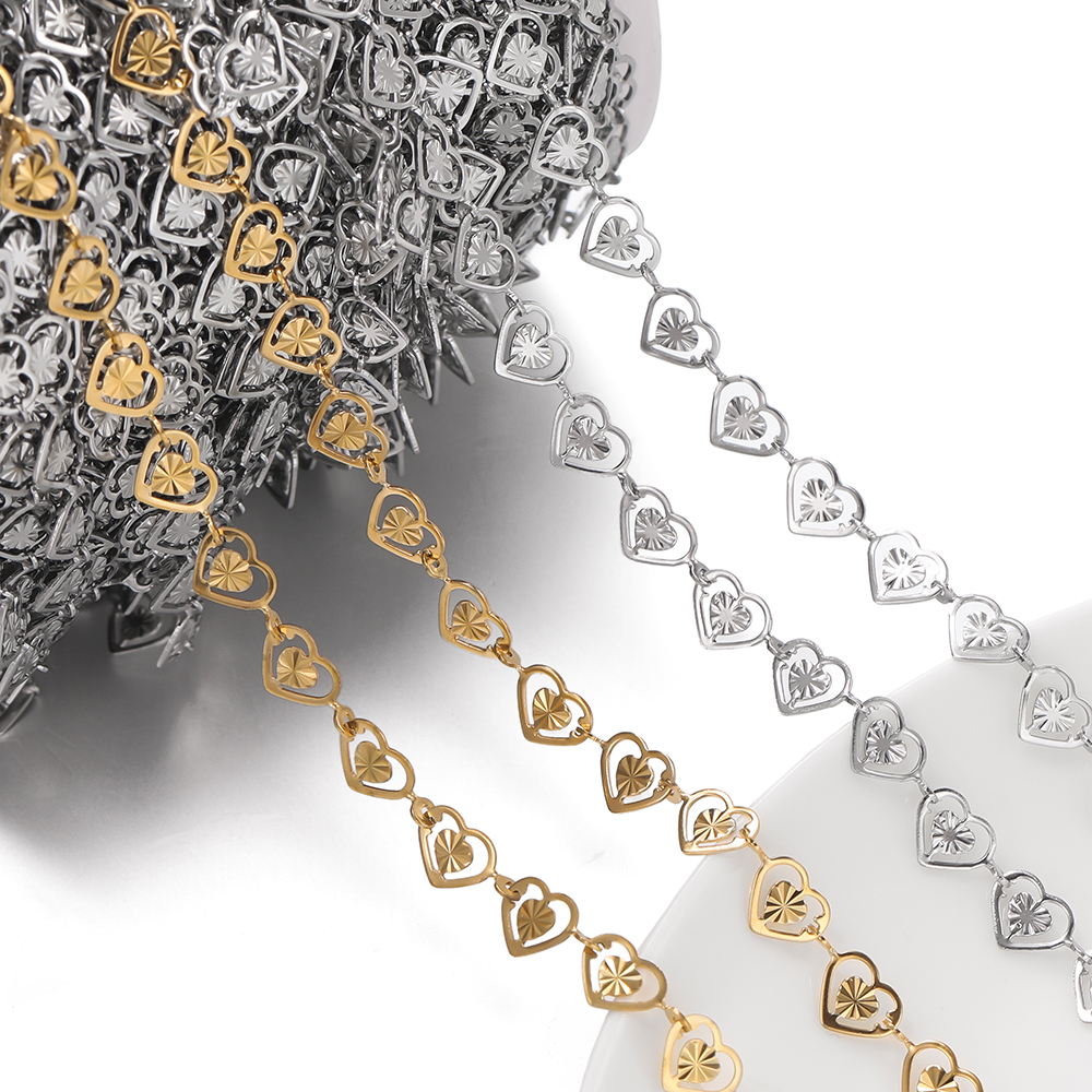 Women Accessories Chain - 1meter Stainless Steel Double Peach Heart