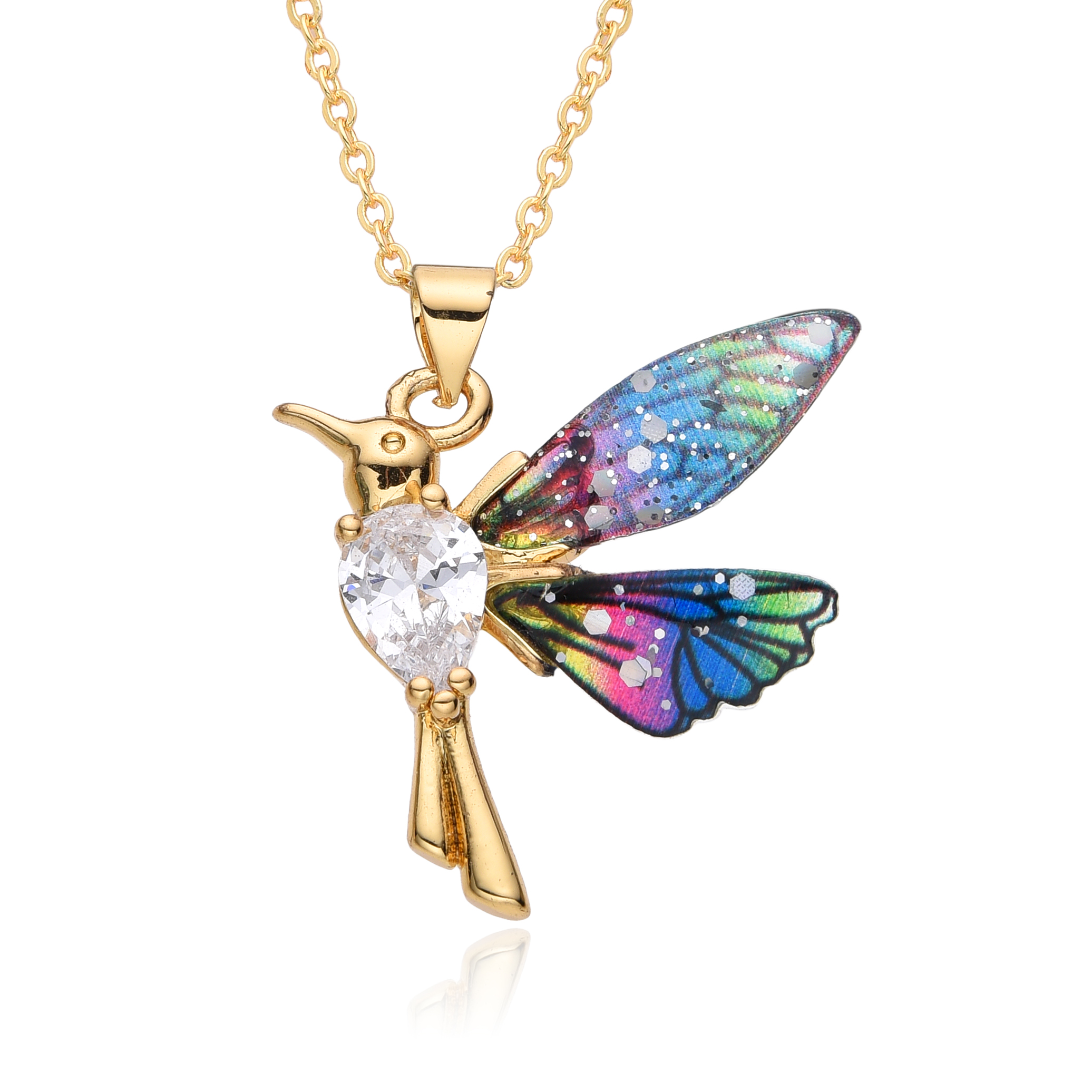 Women Accessories In Wholesale - Colorful Resin Hummingbird Charms Gold Color
