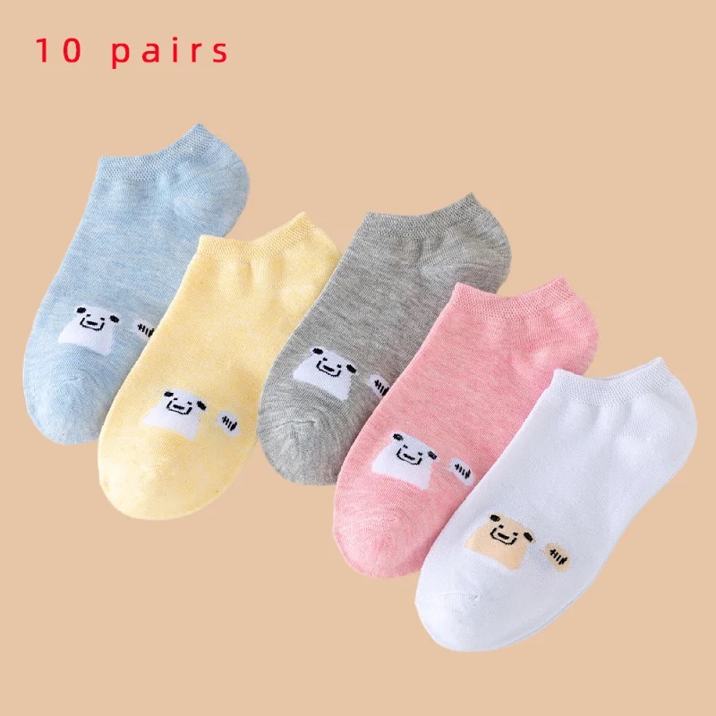 Women'S Ankle Accessories - 10 Pairs of Colored Cotton WOMEN'S