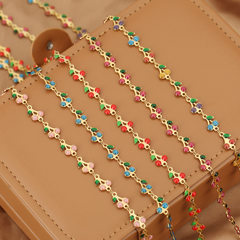 Women Accessories Chain - 1 Meter Stainless Steel Enamel Cherry