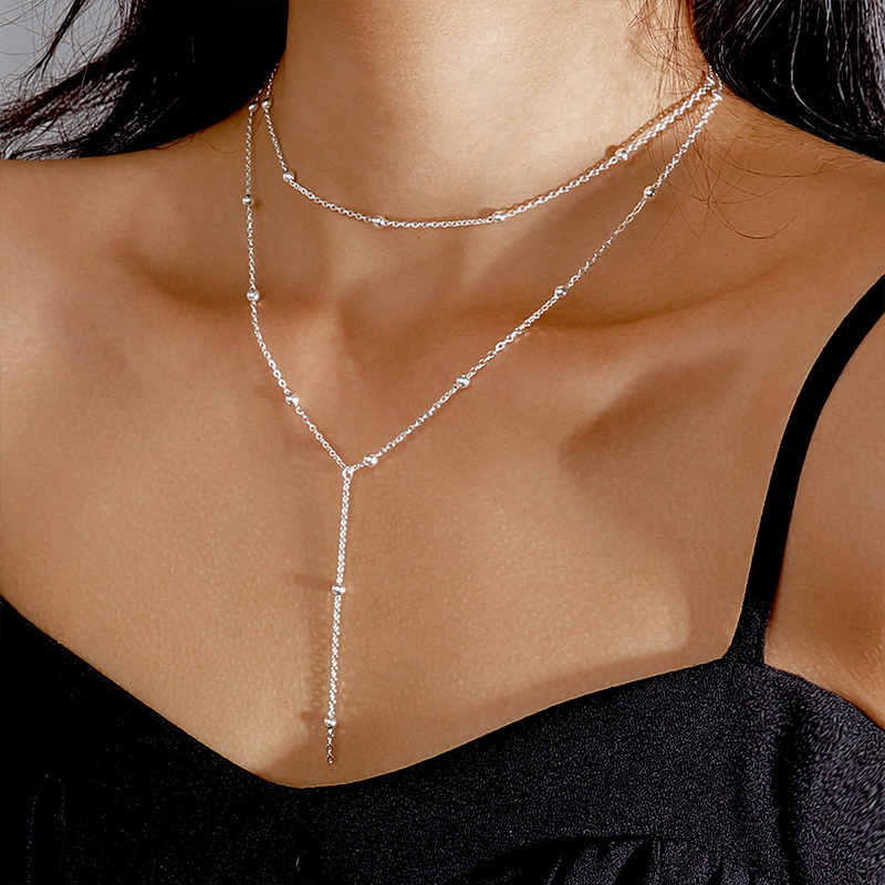 Layered Necklace Set - New Trendy 925 Sterling Silver Double