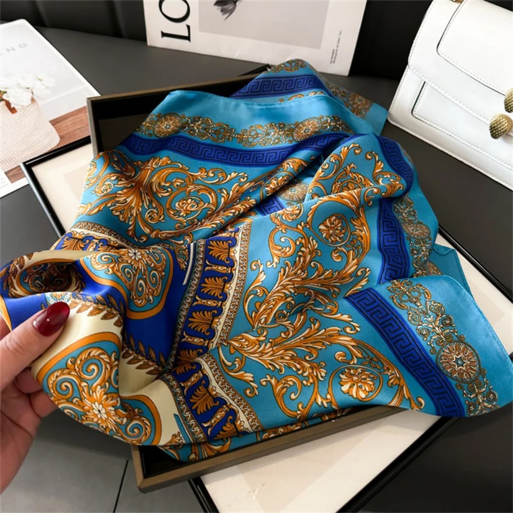 Silk Scarf Square - Women 70x70cm Printed Silk Pashmina Scarf