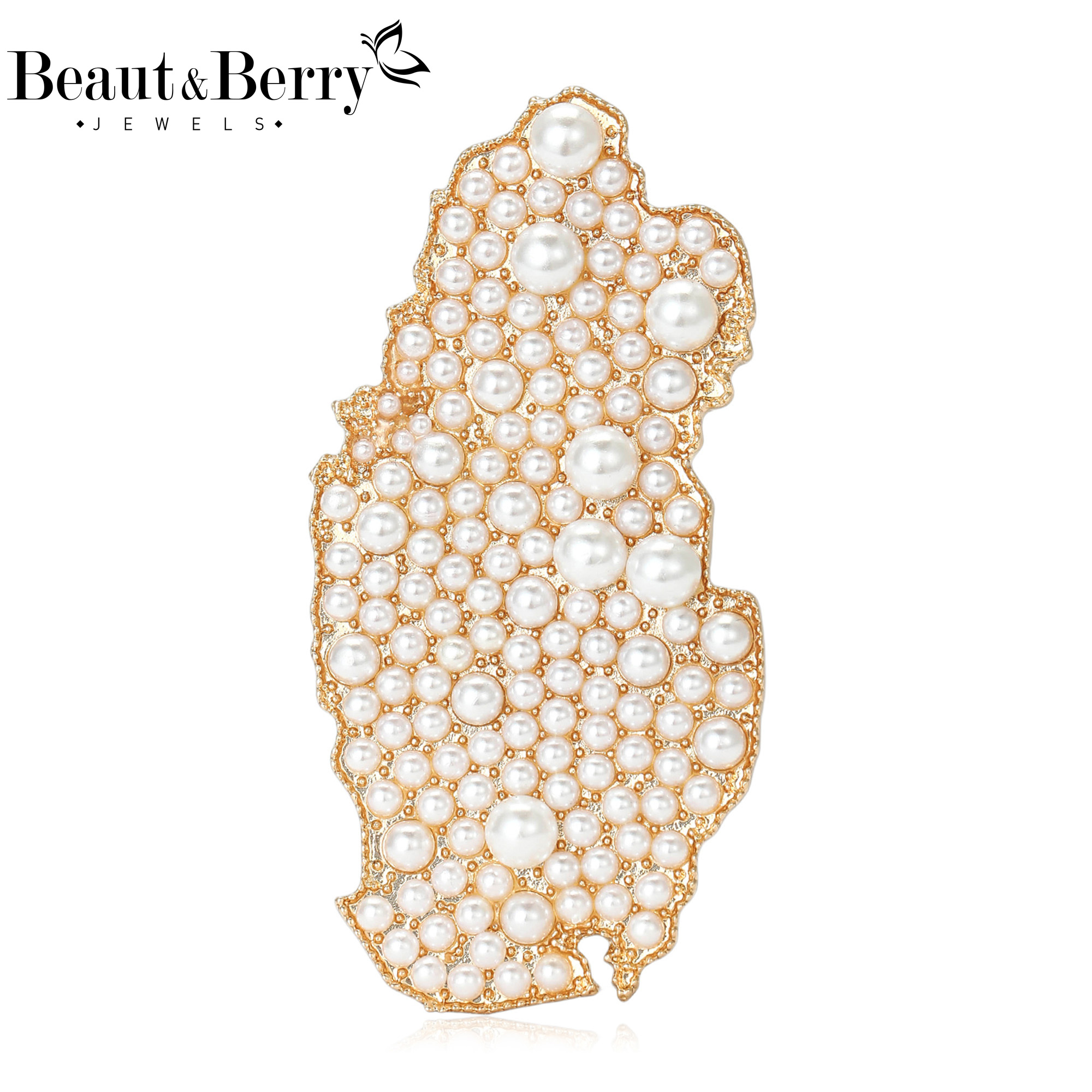 Women Accessories Qatar - Beaut&Berry Luxurious Pearl Qatar Map Brooches