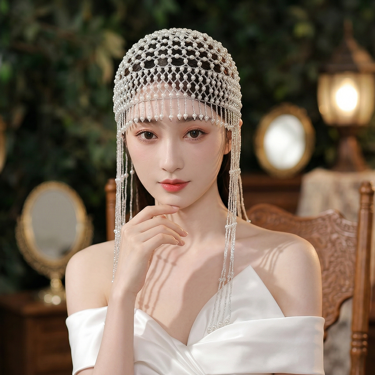 Luxury Pearls Beaded Headwrap  - Women'S Accessories List บทวิจารณ์และราคา