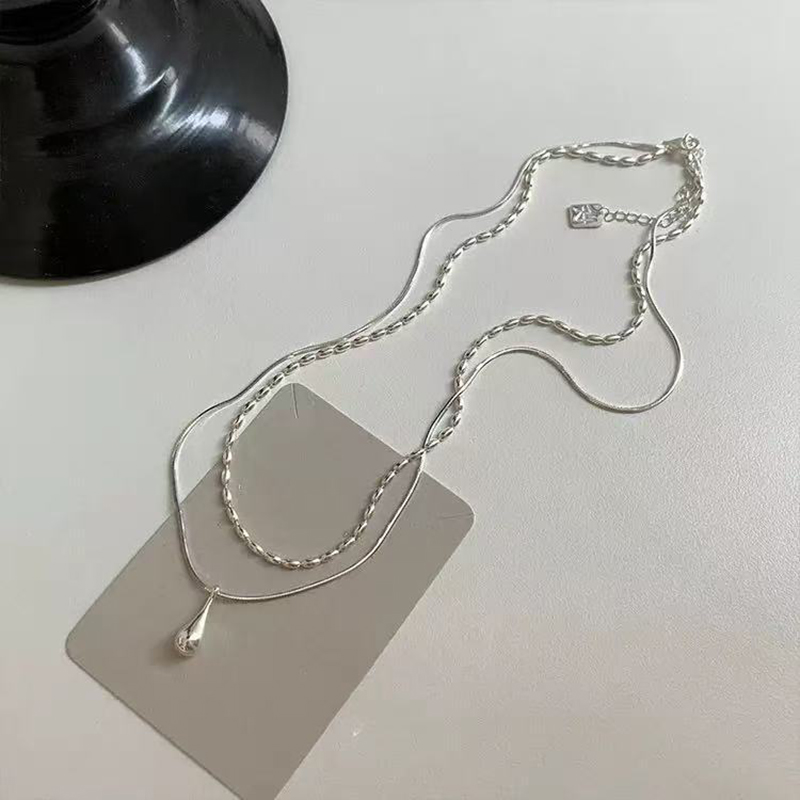 Real 925 Sterling Silver Doubl - Layered Necklace Set บทวิจารณ์และราคา