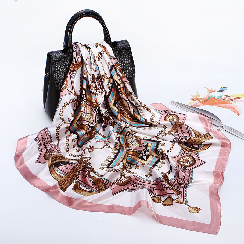 Satin Square Scarf Women Musli - Women Accessories Chain บทวิจารณ์และราคา