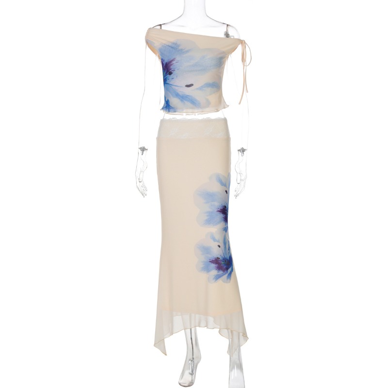 Floral Print Mesh Layered 2 Pi - Layered Necklace Set บทวิจารณ์และราคา
