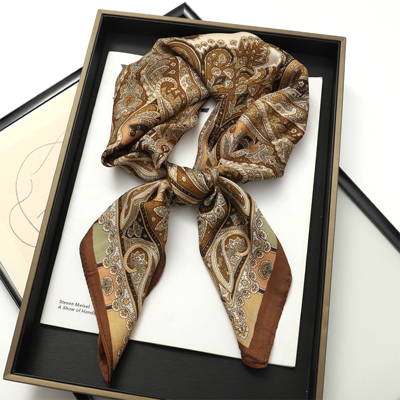 Bohemian Style Print Luxury Br - Silk Scarf Square บทวิจารณ์และราคา