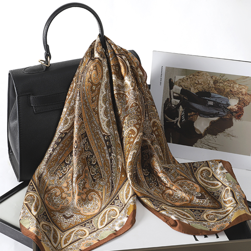 Bohemian Style Print Luxury Br - Silk Scarf Square บทวิจารณ์และราคา
