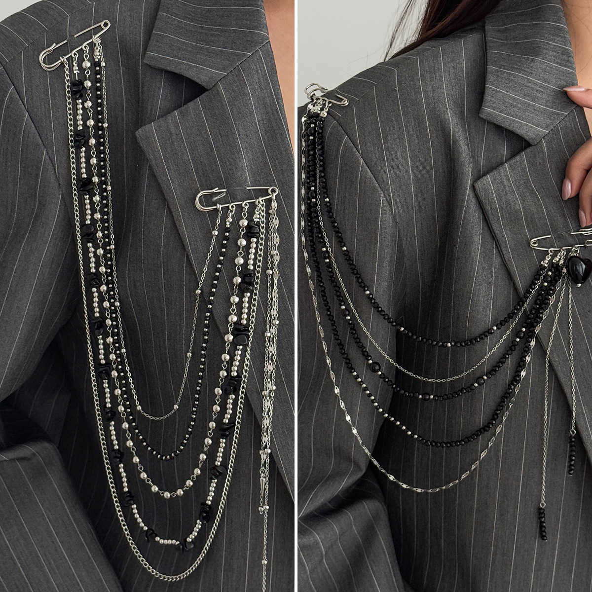 Punk Hip Hop Long Crystal Broo - Women Accessories Chain บทวิจารณ์และราคา