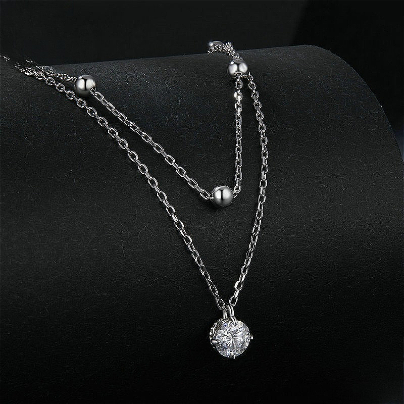 A 925 sterling silver 0.5-cara - Layered Necklace Set บทวิจารณ์และราคา