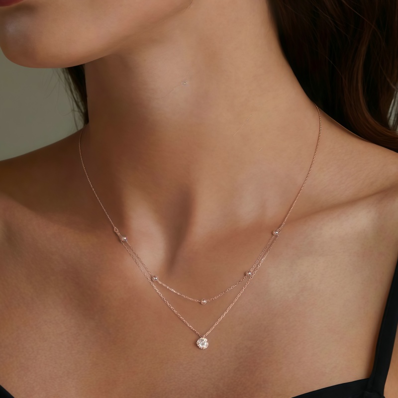 A 925 sterling silver 0.5-cara - Layered Necklace Set บทวิจารณ์และราคา