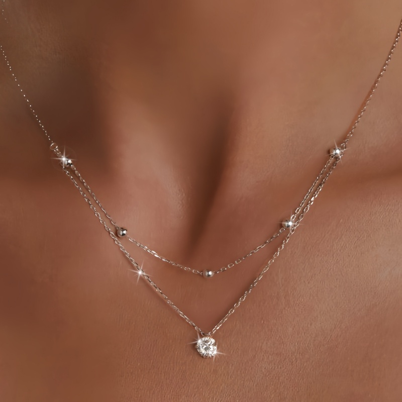 A 925 sterling silver 0.5-cara - Layered Necklace Set บทวิจารณ์และราคา