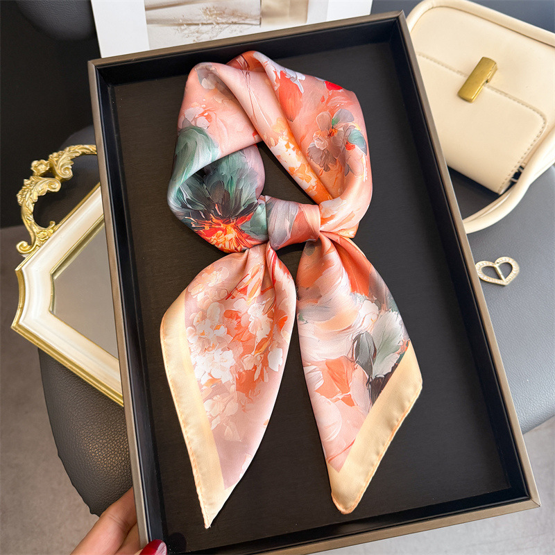 2026 New Floral Print Silk Squ - Silk Scarf Square บทวิจารณ์และราคา