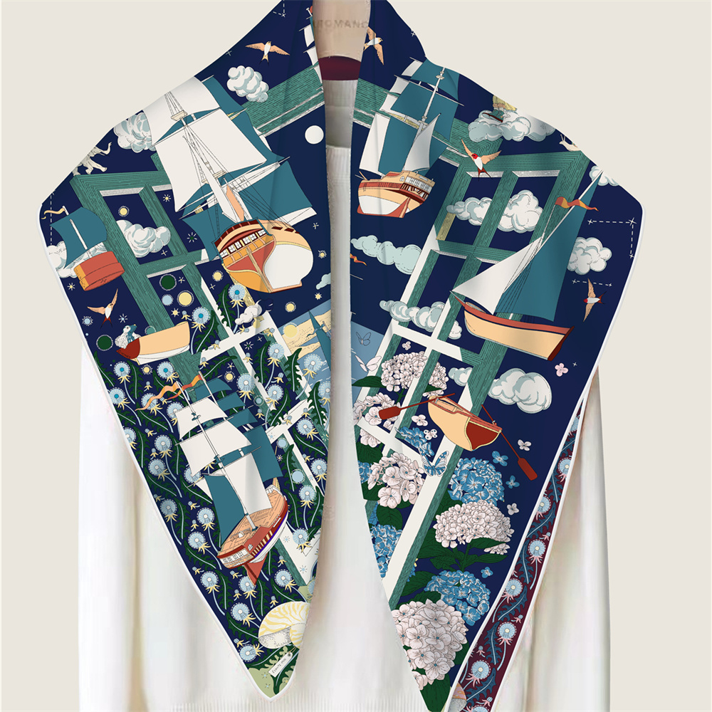 90CM Brand Silk Scarves Wraps  - Silk Scarf Square บทวิจารณ์และราคา