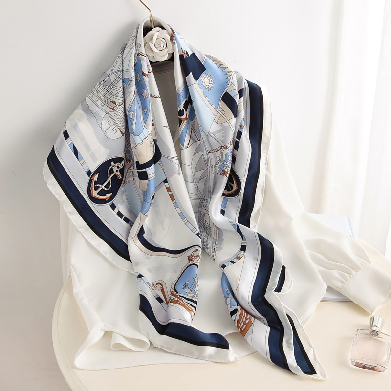 90*90cm Women Square Silk Scar - Women Accessories Brands บทวิจารณ์และราคา