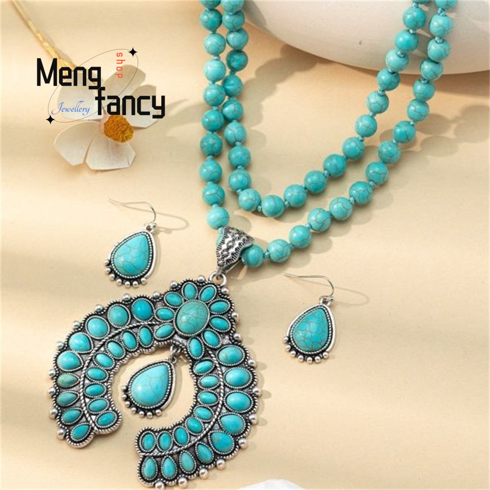 Retro Three-Layer Flower Earri - Layered Necklace Set บทวิจารณ์และราคา