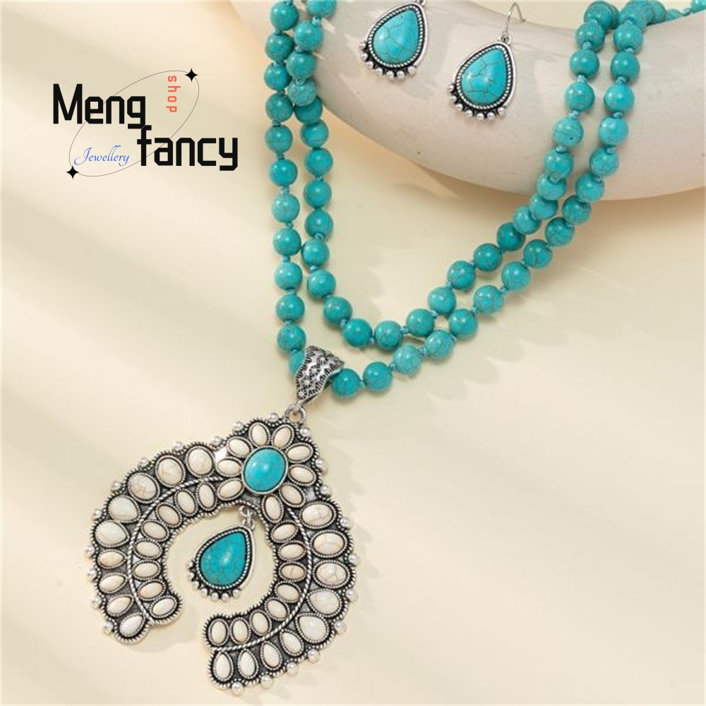 Retro Three-Layer Flower Earri - Layered Necklace Set บทวิจารณ์และราคา