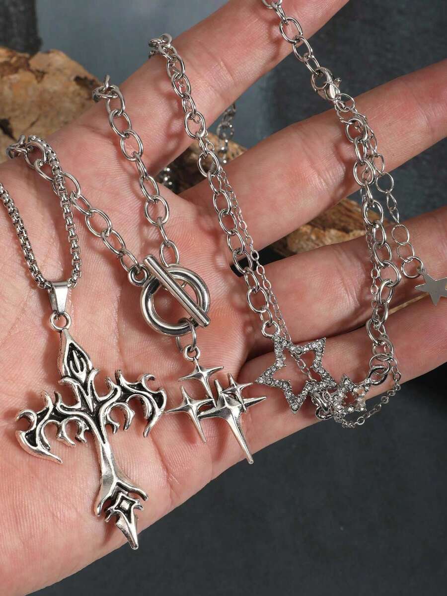 3pcs Layered Butterfly Heart P - Layered Necklace Set บทวิจารณ์และราคา
