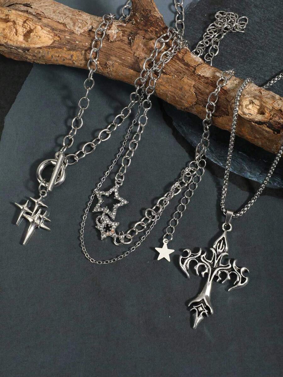 3pcs Layered Butterfly Heart P - Layered Necklace Set บทวิจารณ์และราคา