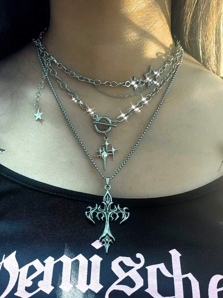 3pcs Layered Butterfly Heart P - Layered Necklace Set บทวิจารณ์และราคา