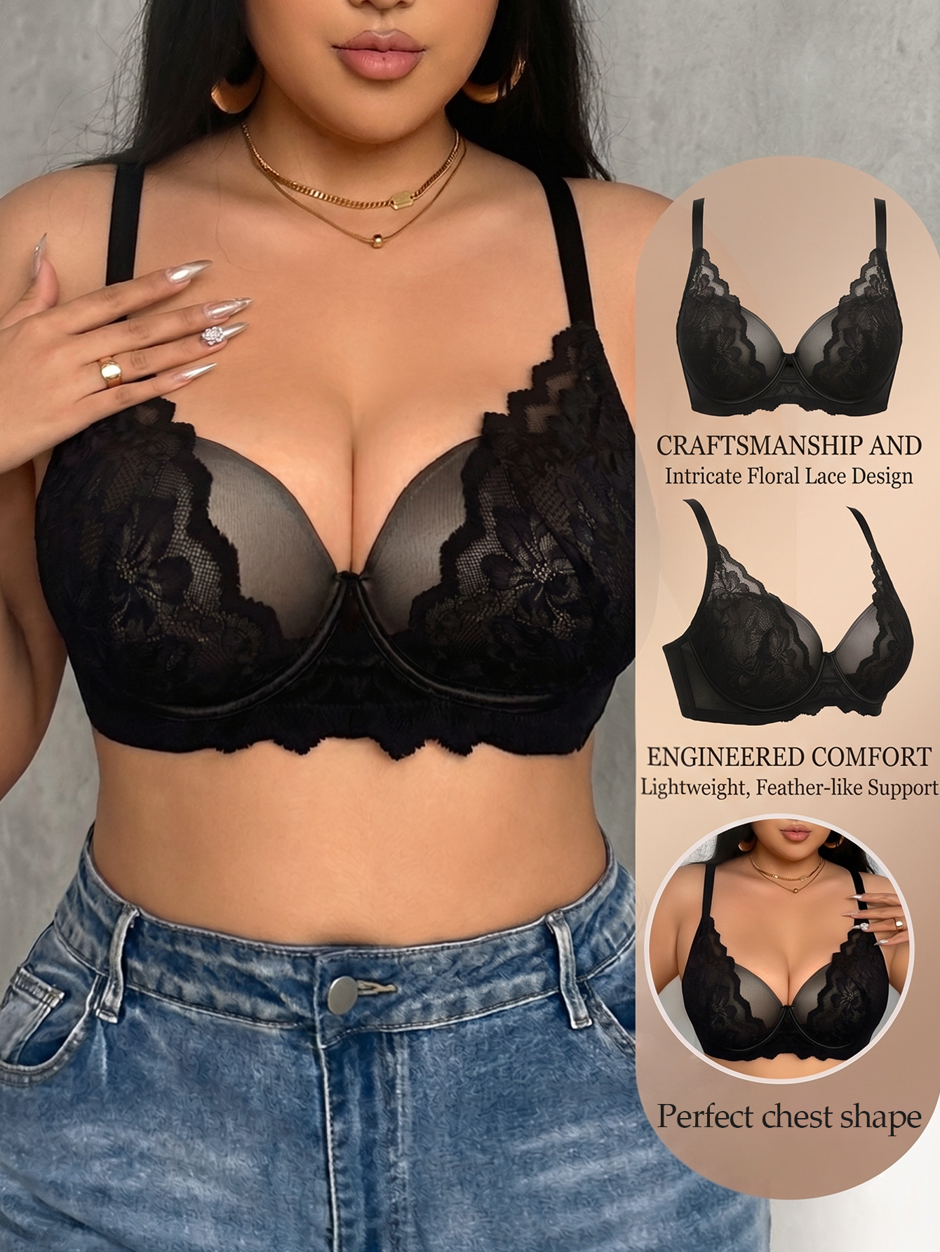 Wide Strap Plus Size Women Bra - Woman Accessory บทวิจารณ์และราคา