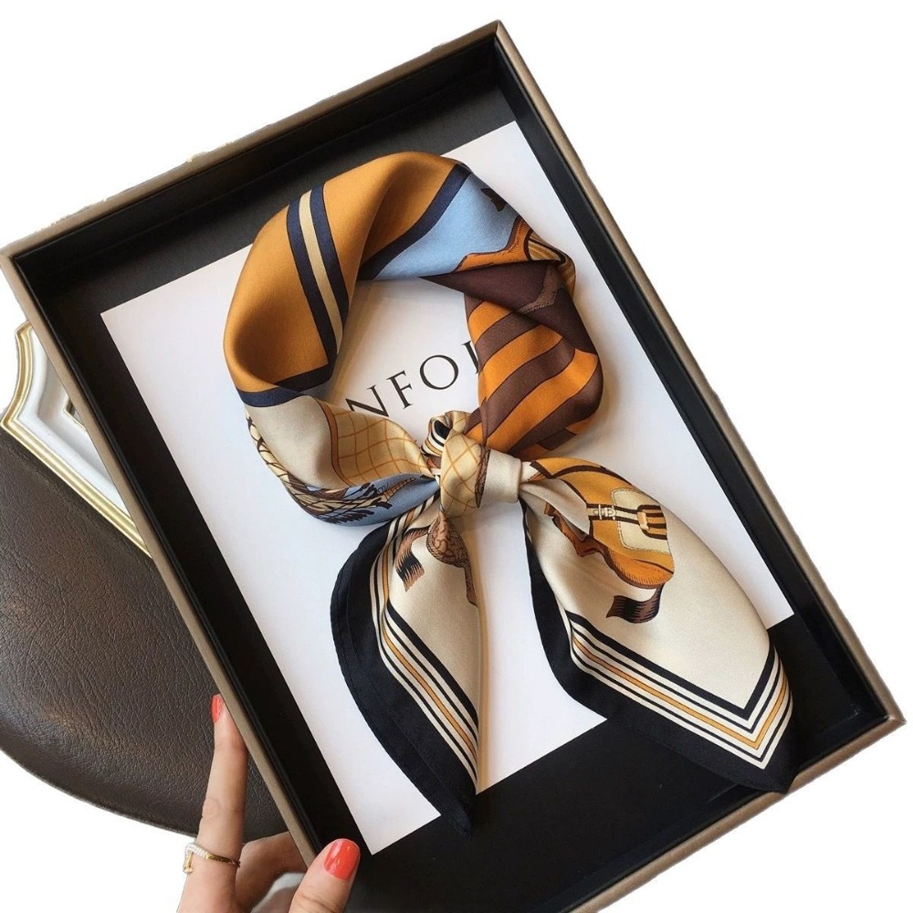 Fashion Satin Square Scarf for - Silk Scarf Square บทวิจารณ์และราคา