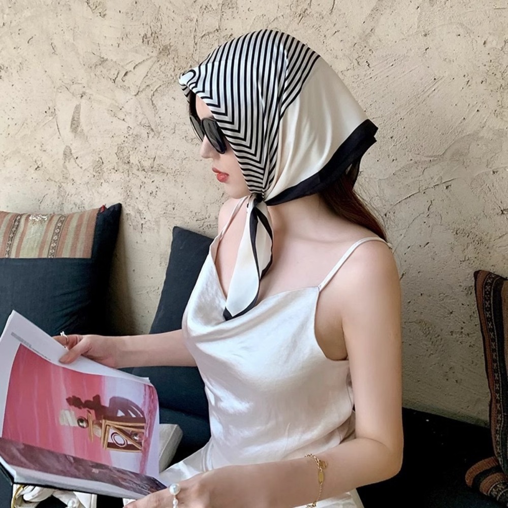 Fashion Satin Square Scarf for - Silk Scarf Square บทวิจารณ์และราคา