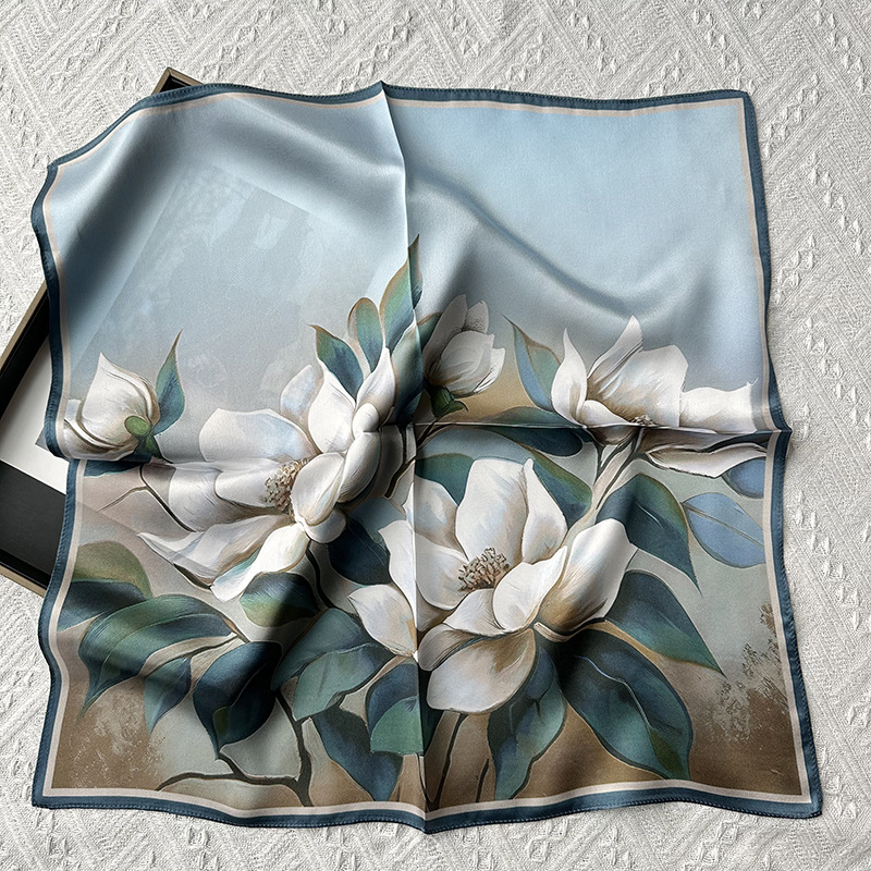 52cm High-end Green Flower Sil - Silk Scarf Square บทวิจารณ์และราคา