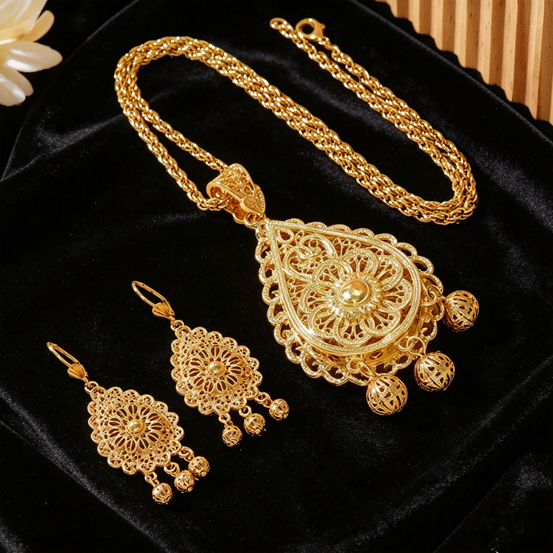 Plated Hollow Carved Set, Doub - Layered Necklace Set บทวิจารณ์และราคา