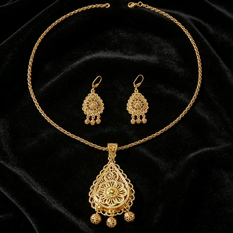 Plated Hollow Carved Set, Doub - Layered Necklace Set บทวิจารณ์และราคา
