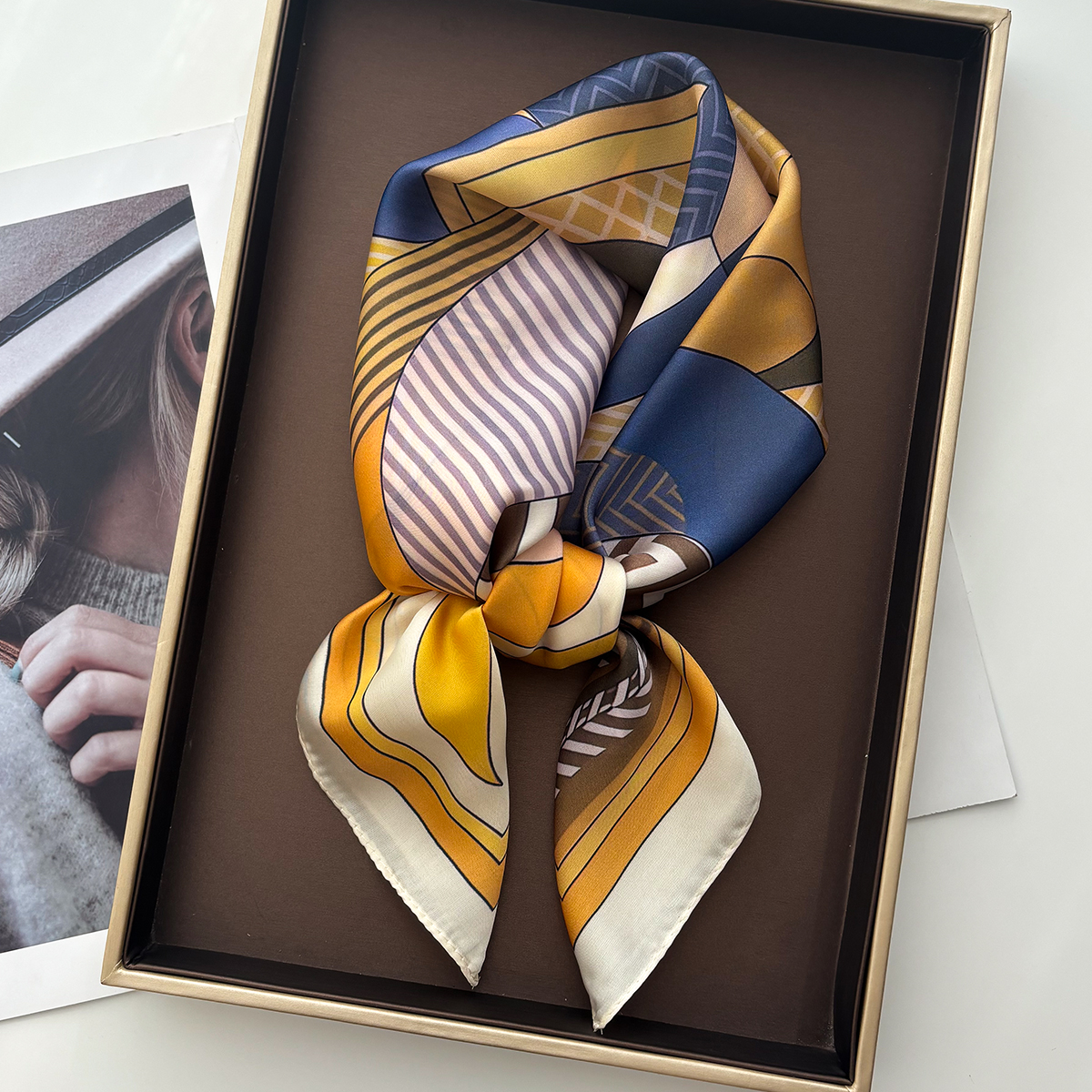 Luxury Square Scarf For Women  - Silk Scarf Square บทวิจารณ์และราคา