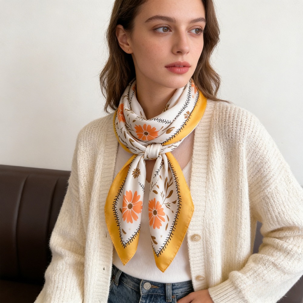 1Pc new printed fashion silk s - Silk Scarf Square บทวิจารณ์และราคา