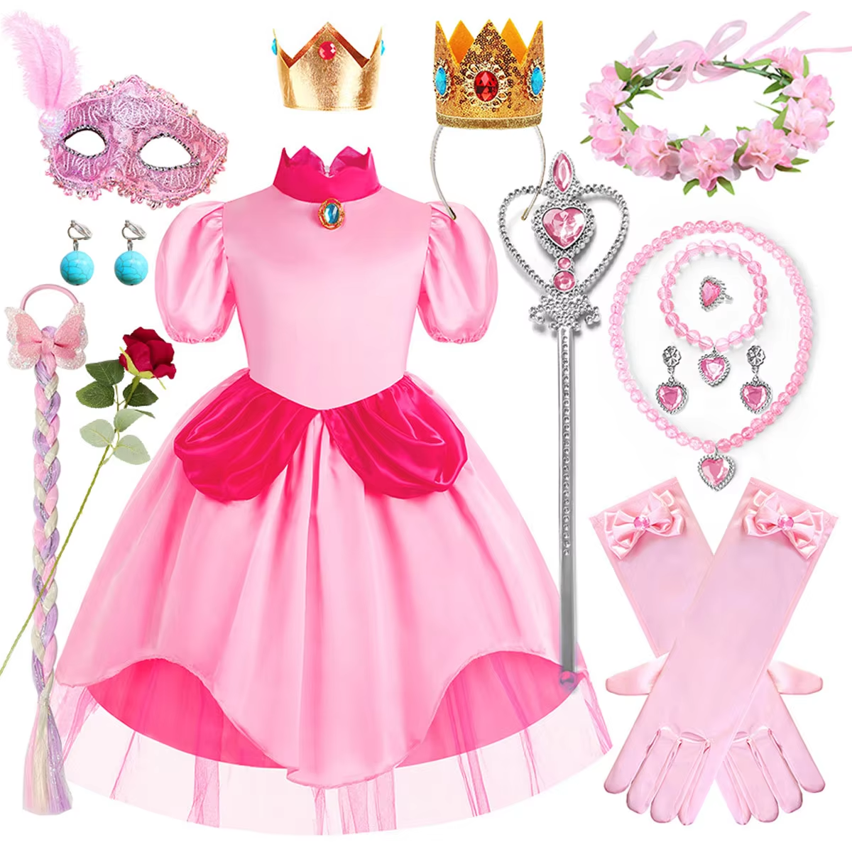 2026 Cute Pink Princess Peach  - Layered Necklace Set บทวิจารณ์และราคา