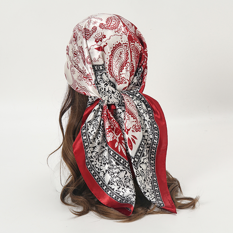 Satin Square Scarf Women Musli - Silk Scarf Square บทวิจารณ์และราคา