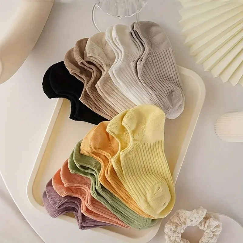 5 Pairs Colorful Ribbed Short  - Women'S Ankle Accessories บทวิจารณ์และราคา