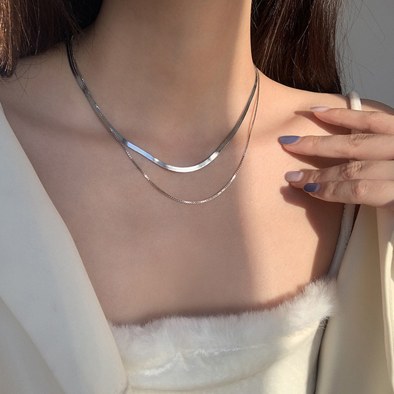 New 925 Sterling Silver Neckla - Layered Necklace Set บทวิจารณ์และราคา