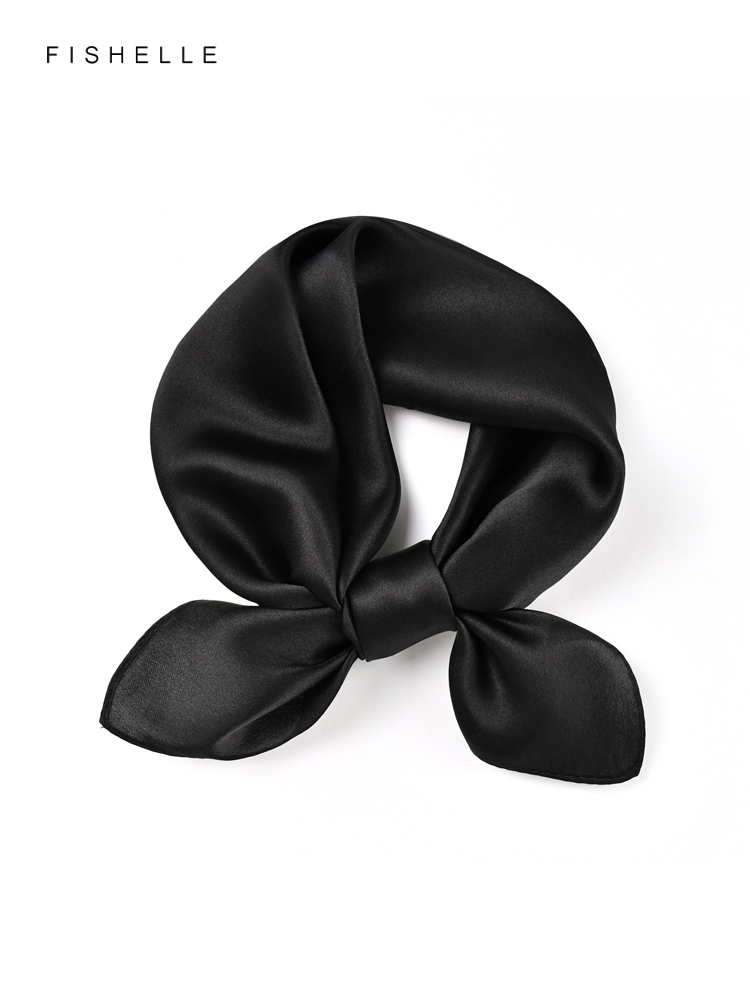 Solid color black pure silk sc - Silk Scarf Square บทวิจารณ์และราคา