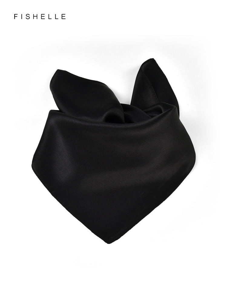 Solid color black pure silk sc - Silk Scarf Square บทวิจารณ์และราคา