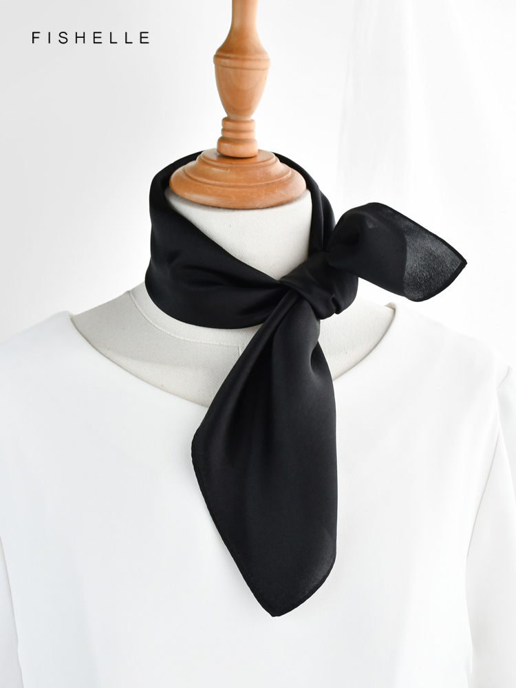 Solid color black pure silk sc - Silk Scarf Square บทวิจารณ์และราคา