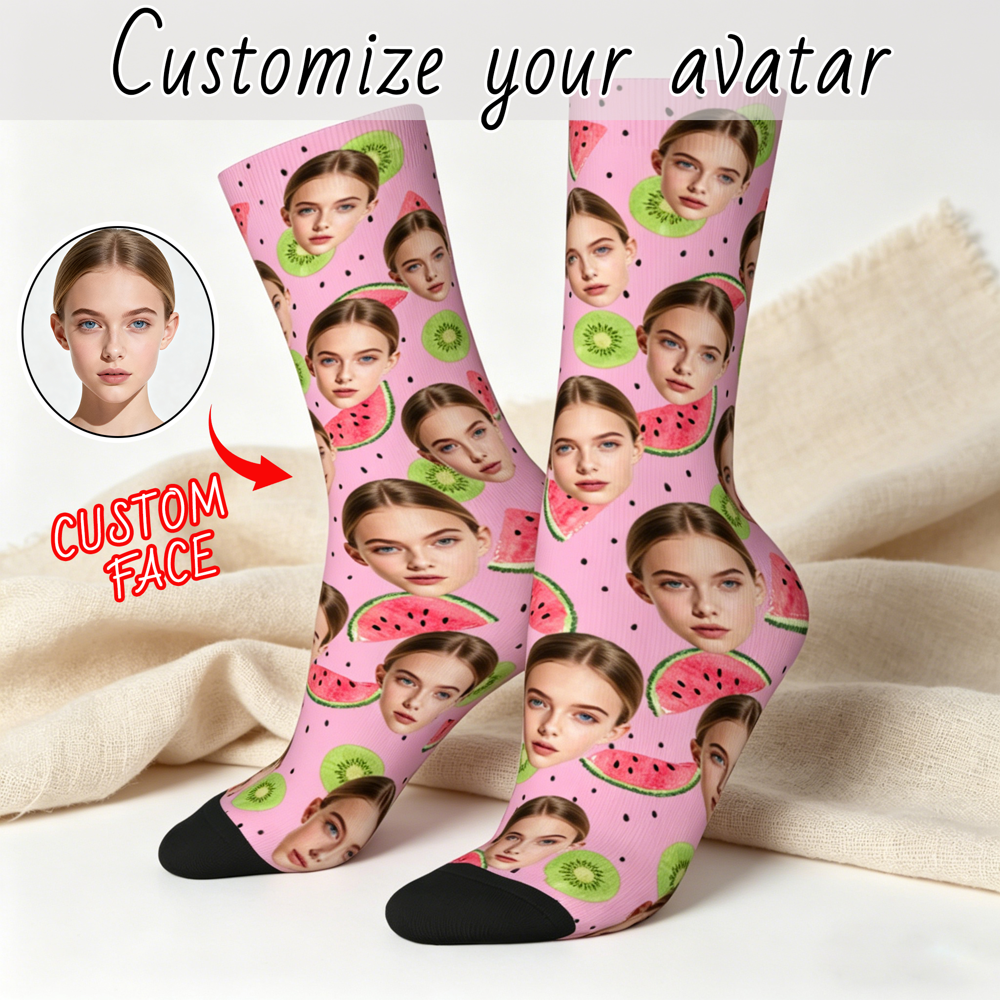 Customized avatar short socks  - Women'S Ankle Accessories บทวิจารณ์และราคา