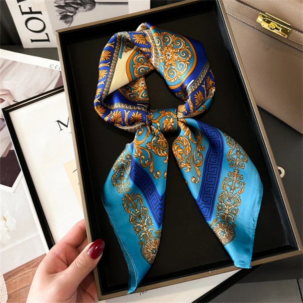 Women 70x70cm Printed Silk Pas - Silk Scarf Square บทวิจารณ์และราคา