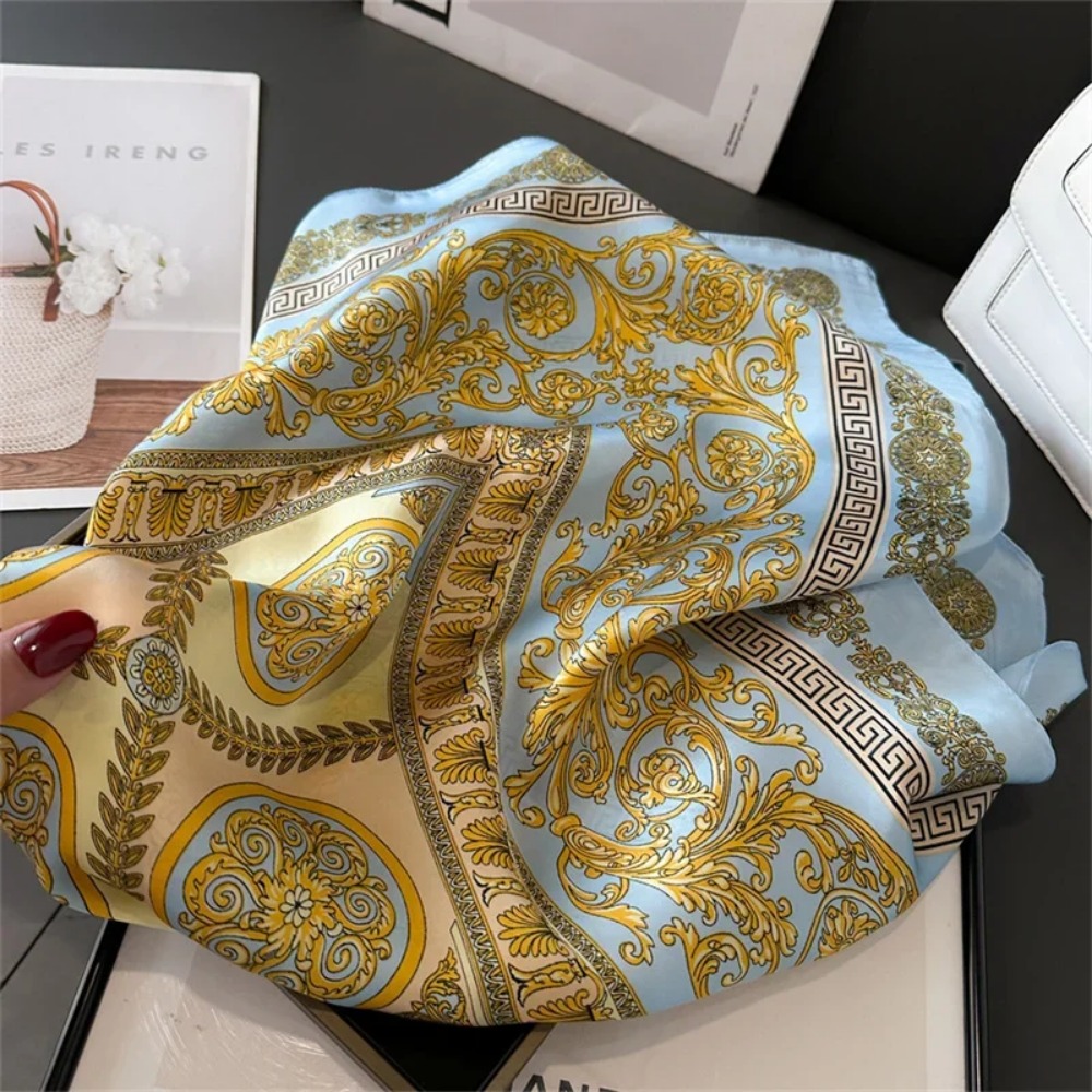 Women 70x70cm Printed Silk Pas - Silk Scarf Square บทวิจารณ์และราคา