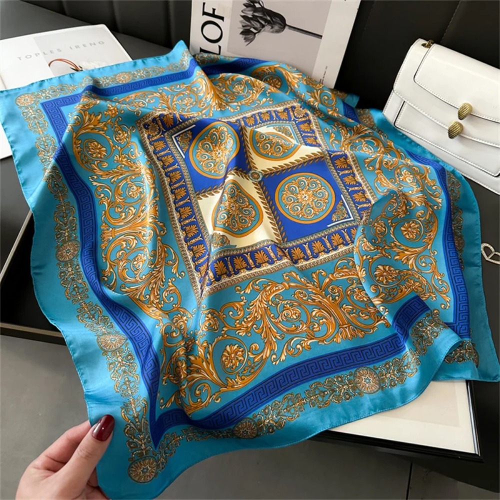 Women 70x70cm Printed Silk Pas - Silk Scarf Square บทวิจารณ์และราคา